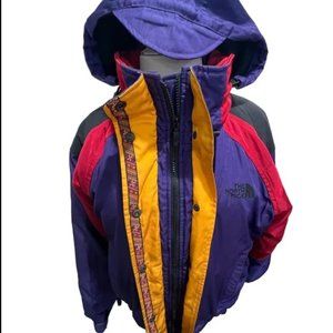The North Face Purple Yellow Red Colorblock Ski Snow Jacket womens 14